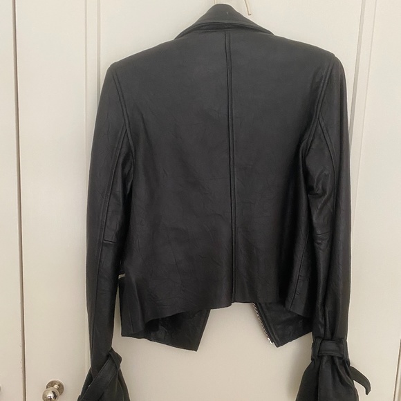 PAIGE black leather biker jacket, xs - Picture 4 of 8